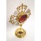 BIG CATHOLIC CHURCH GOLDEN BRASS BASE RELIQUARY from Italy