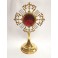 BIG CATHOLIC CHURCH GOLDEN BRASS BASE RELIQUARY from Italy