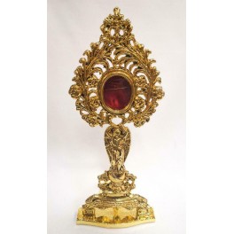 CATHOLIC CHURCH GILDED BRONZE RELIQUARY from Italy