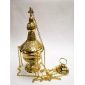 Katalikiškas auksu dengtas metalinis apvalios formos smilkytuvas